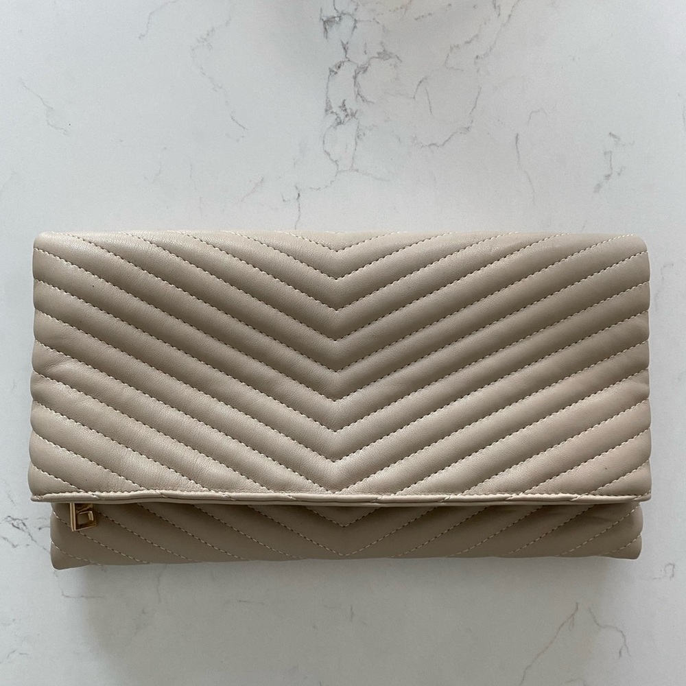 Faux quilted leather clutch